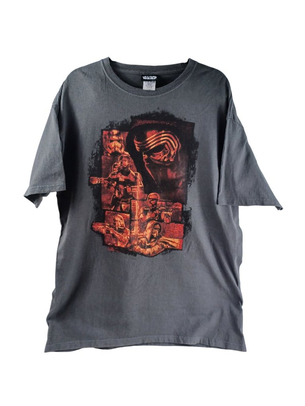 Star Wars T-Shirt Grey Graphic Y2K First Order Troopers & Kylo Ren Design Men X